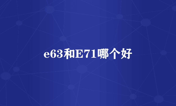 e63和E71哪个好