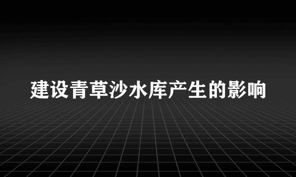 建设青草沙水库产生的影响