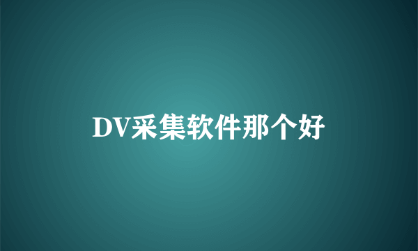 DV采集软件那个好