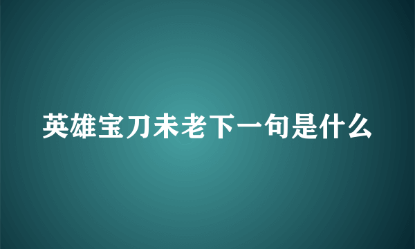 英雄宝刀未老下一句是什么