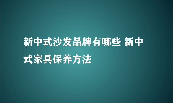 新中式沙发品牌有哪些 新中式家具保养方法