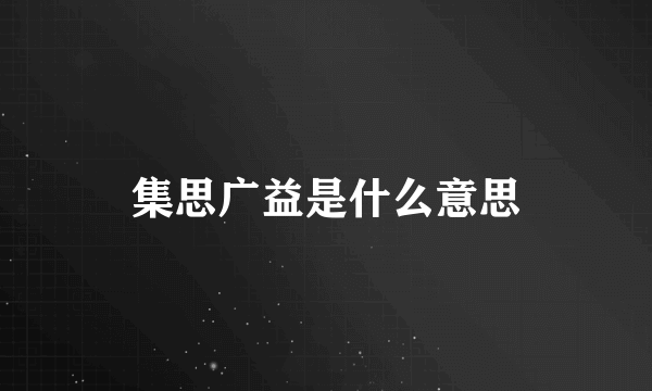 集思广益是什么意思