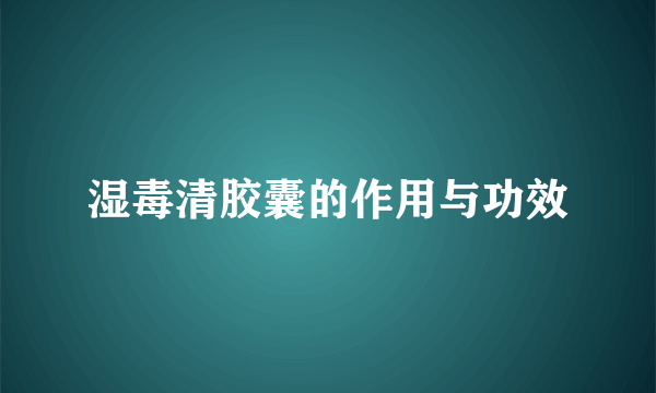 湿毒清胶囊的作用与功效