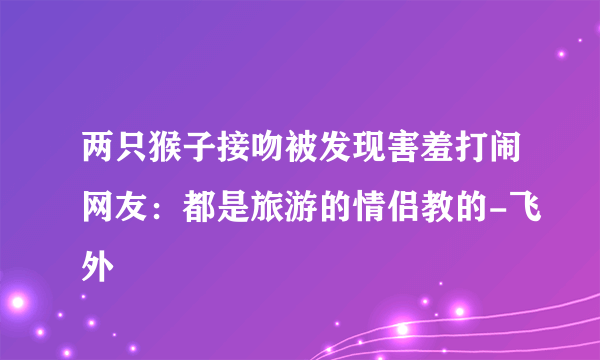 两只猴子接吻被发现害羞打闹网友：都是旅游的情侣教的-飞外