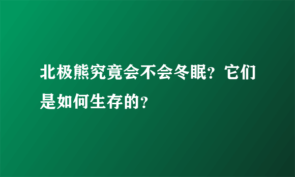 北极熊究竟会不会冬眠？它们是如何生存的？