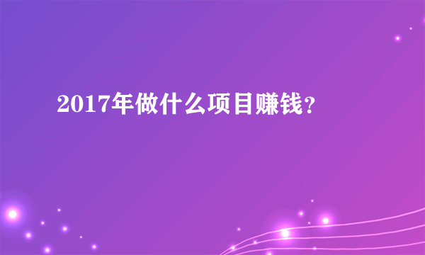 2017年做什么项目赚钱？