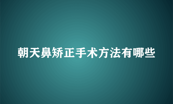 朝天鼻矫正手术方法有哪些