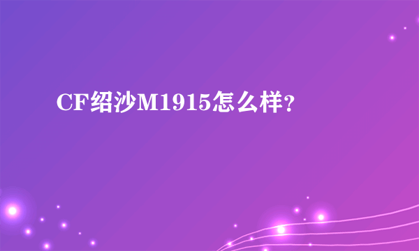 CF绍沙M1915怎么样？