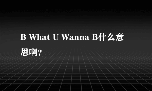 B What U Wanna B什么意思啊？