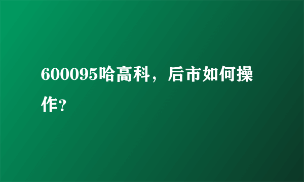 600095哈高科，后市如何操作？