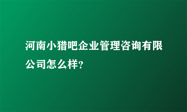 河南小猎吧企业管理咨询有限公司怎么样？