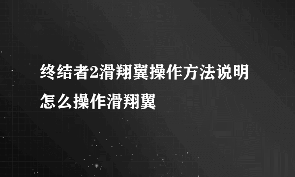 终结者2滑翔翼操作方法说明 怎么操作滑翔翼