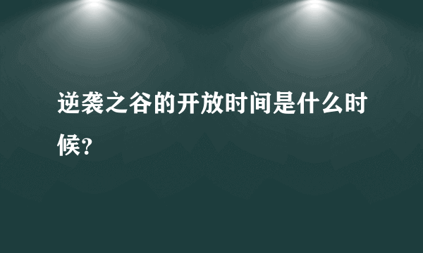 逆袭之谷的开放时间是什么时候？