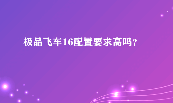 极品飞车16配置要求高吗？