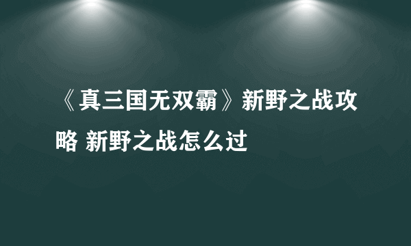 《真三国无双霸》新野之战攻略 新野之战怎么过