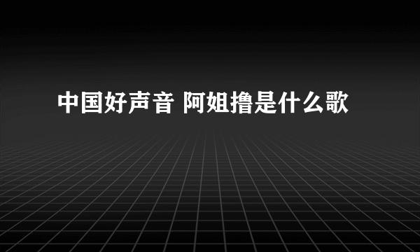 中国好声音 阿姐撸是什么歌