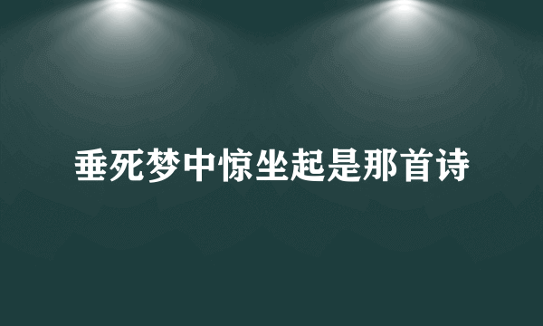 垂死梦中惊坐起是那首诗