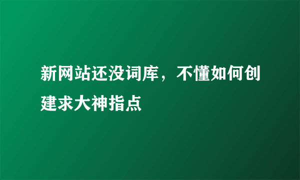 新网站还没词库，不懂如何创建求大神指点