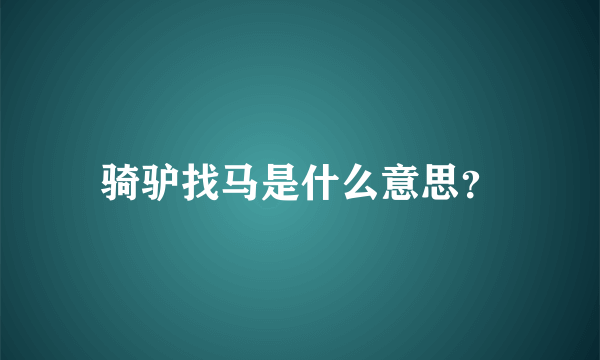 骑驴找马是什么意思？