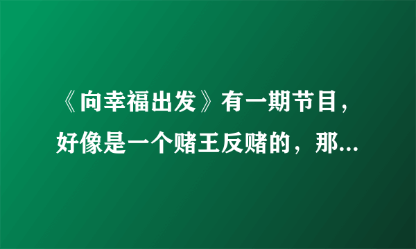 《向幸福出发》有一期节目，好像是一个赌王反赌的，那个赌王是谁？有知道的告诉我下