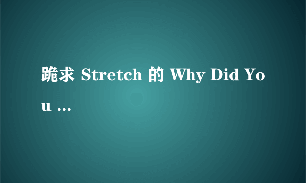 跪求 Stretch 的 Why Did You Do It 中文歌词