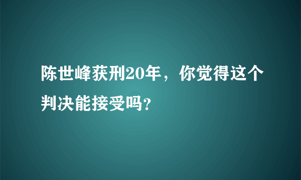 陈世峰获刑20年，你觉得这个判决能接受吗？