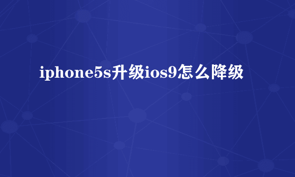 iphone5s升级ios9怎么降级