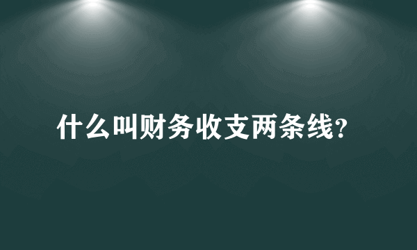 什么叫财务收支两条线？