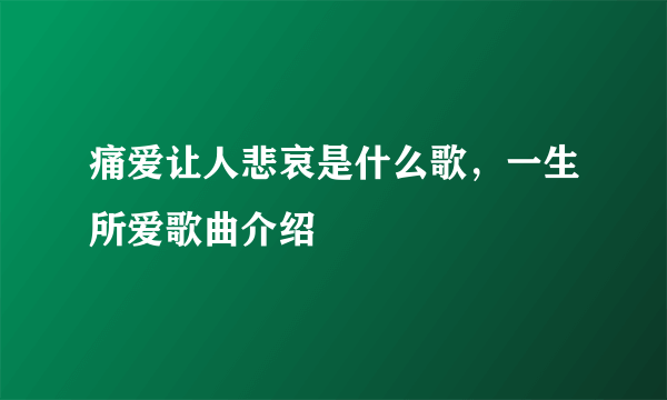 痛爱让人悲哀是什么歌，一生所爱歌曲介绍