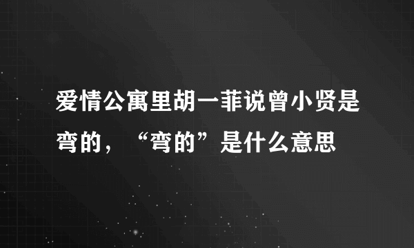 爱情公寓里胡一菲说曾小贤是弯的，“弯的”是什么意思