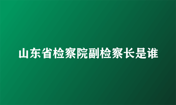 山东省检察院副检察长是谁