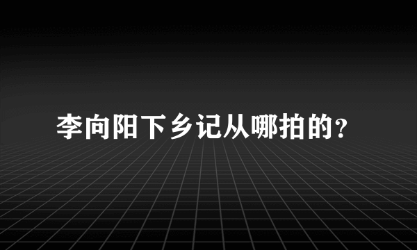 李向阳下乡记从哪拍的？