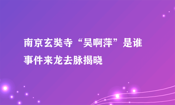 南京玄奘寺“吴啊萍”是谁 事件来龙去脉揭晓