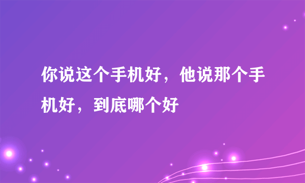 你说这个手机好，他说那个手机好，到底哪个好