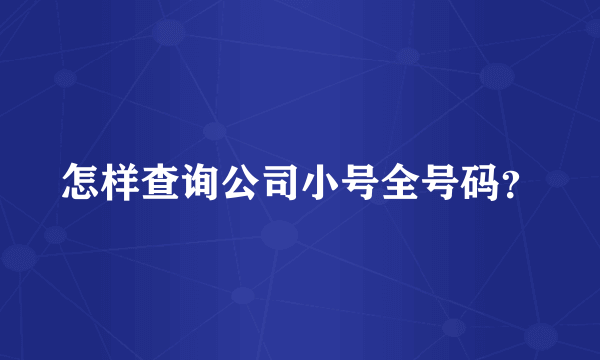 怎样查询公司小号全号码？