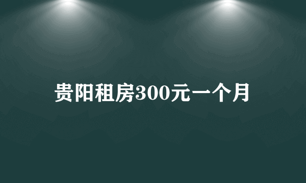 贵阳租房300元一个月