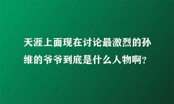 天涯上面现在讨论最激烈的孙维的爷爷到底是什么人物啊？