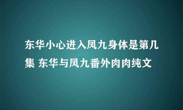 东华小心进入凤九身体是第几集 东华与凤九番外肉肉纯文