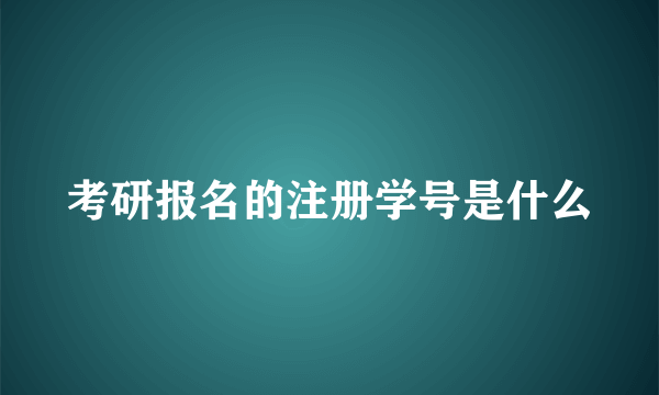 考研报名的注册学号是什么