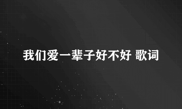 我们爱一辈子好不好 歌词