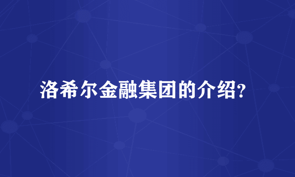 洛希尔金融集团的介绍？