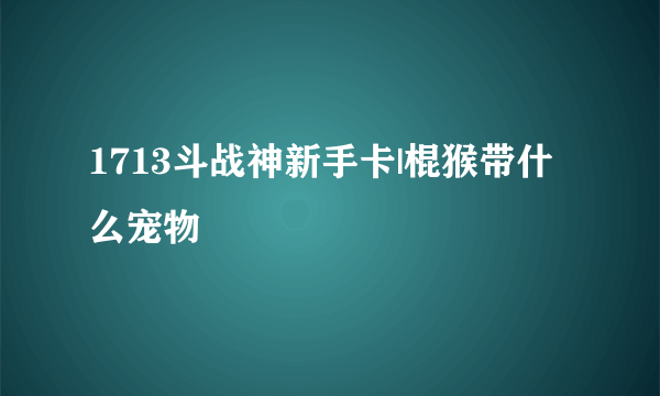 1713斗战神新手卡|棍猴带什么宠物