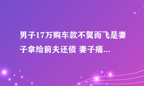 男子17万购车款不翼而飞是妻子拿给前夫还债 妻子痛哭求原谅