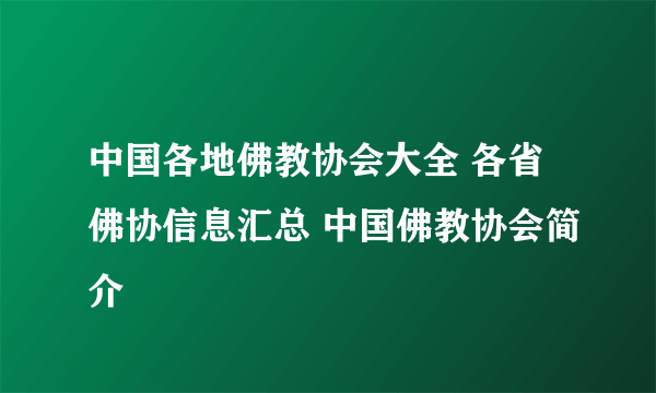 中国各地佛教协会大全 各省佛协信息汇总 中国佛教协会简介