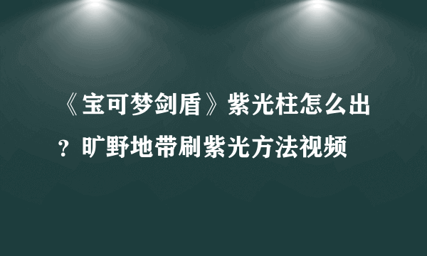 《宝可梦剑盾》紫光柱怎么出？旷野地带刷紫光方法视频