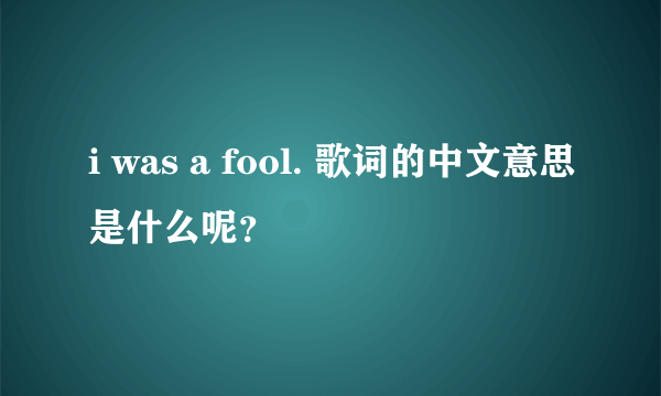 i was a fool. 歌词的中文意思是什么呢？