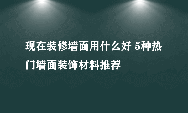 现在装修墙面用什么好 5种热门墙面装饰材料推荐