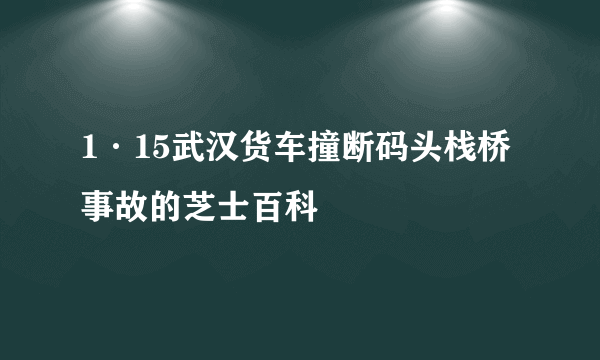 1·15武汉货车撞断码头栈桥事故的芝士百科