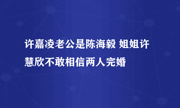 许嘉凌老公是陈海毅 姐姐许慧欣不敢相信两人完婚