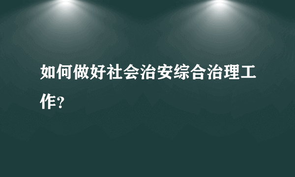 如何做好社会治安综合治理工作？